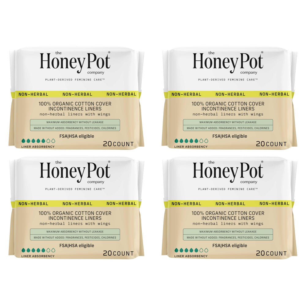 The Honey Pot Non-Herbal Pads with Wings packaging provides secure all-day protection.