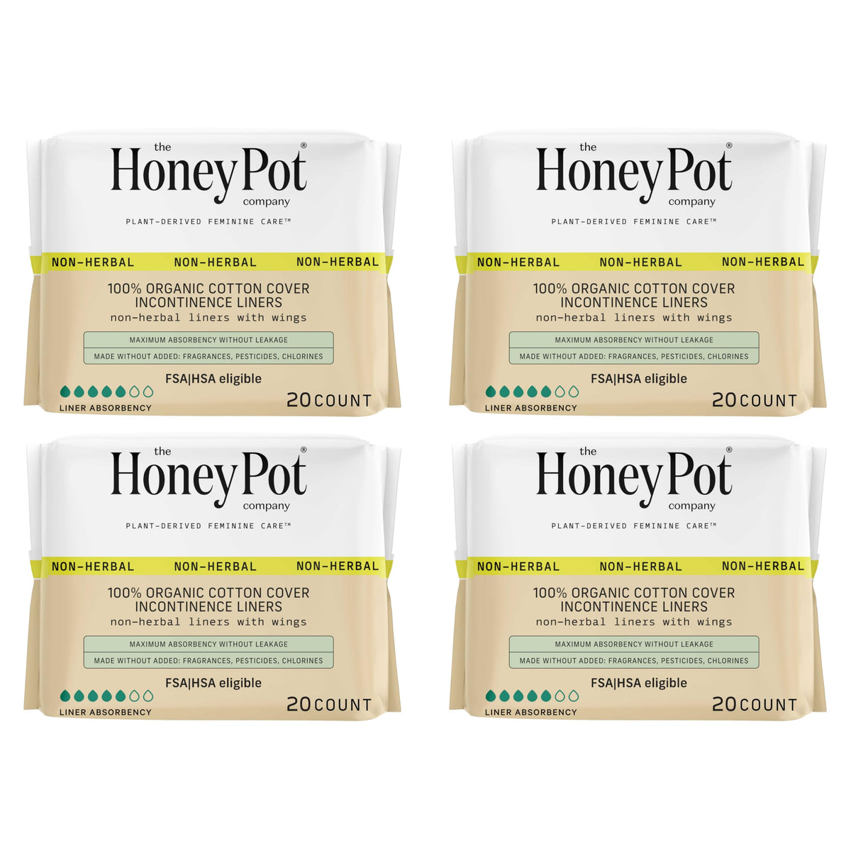 The Honey Pot Non-Herbal Pads with Wings packaging provides secure all-day protection.