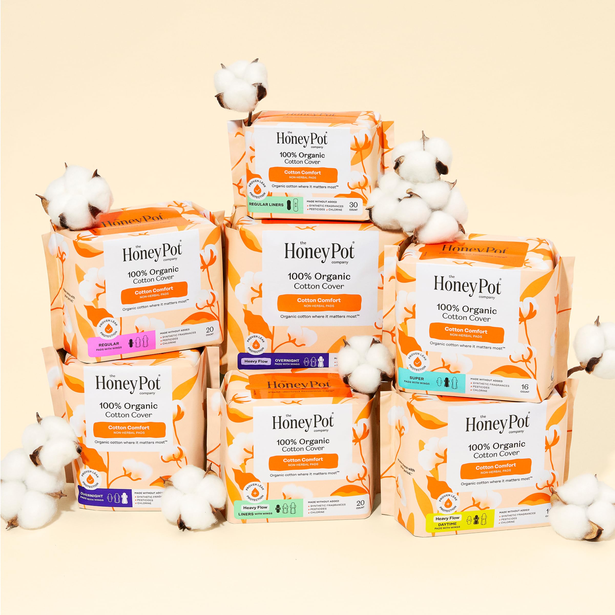The Honey Pot non-herbal pad, organic cotton cover and plant-derived protection.