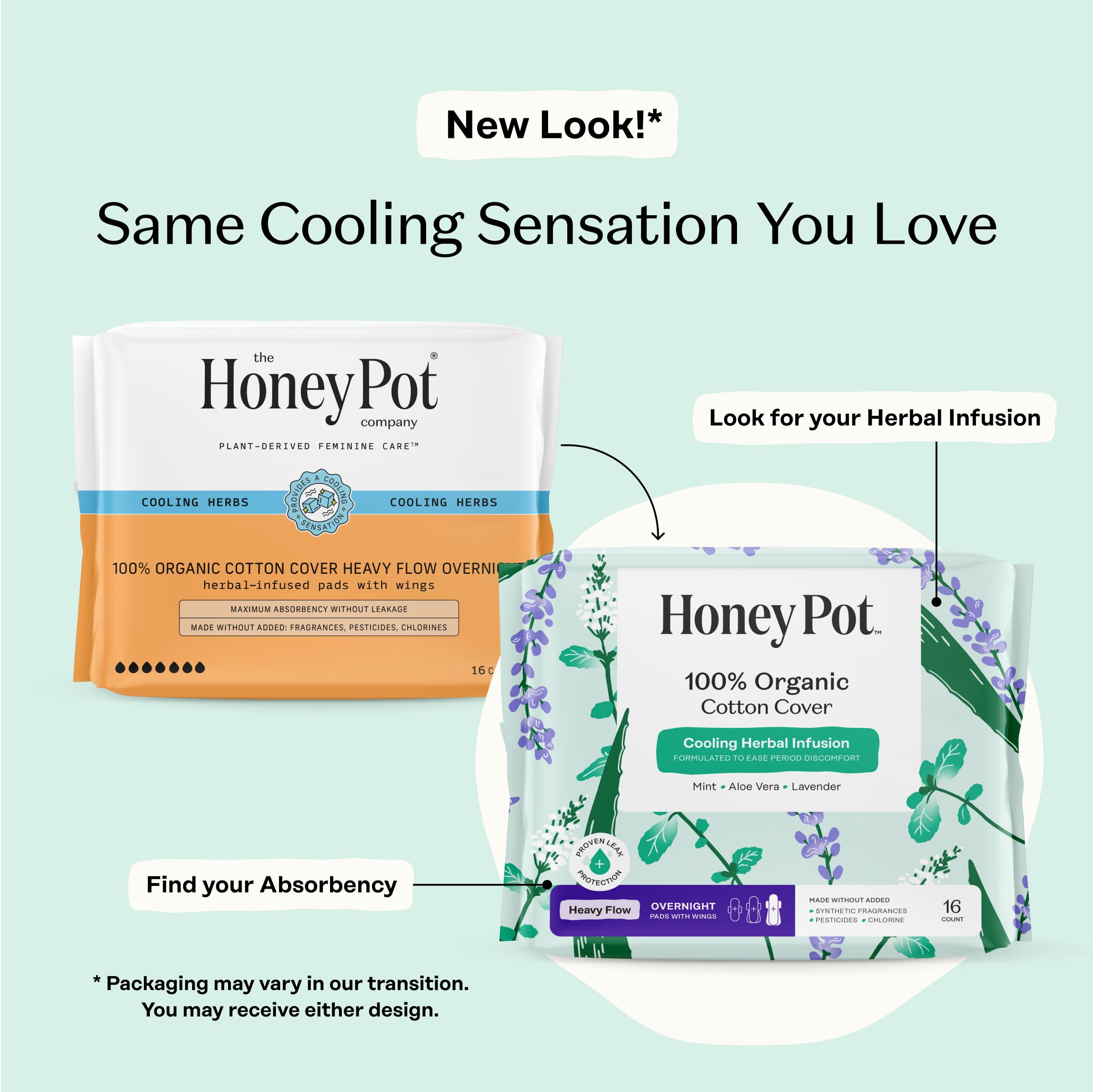 The Honey Pot organic cotton cover provides soft, breathable comfort for overnight wear.