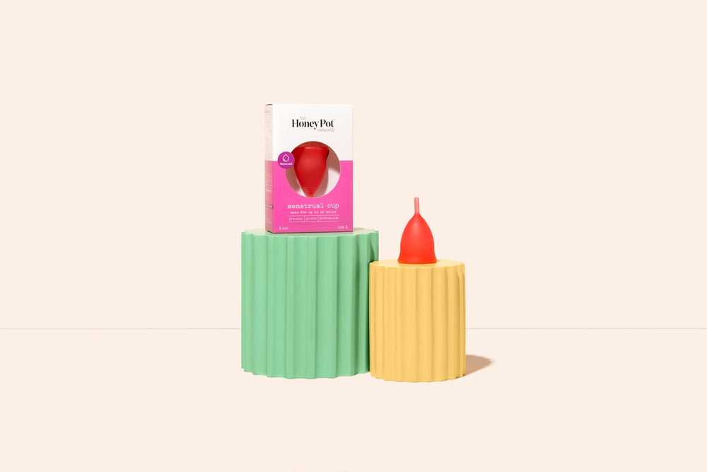 The Honey Pot packaging with menstrual cup as an eco-friendly alternative.