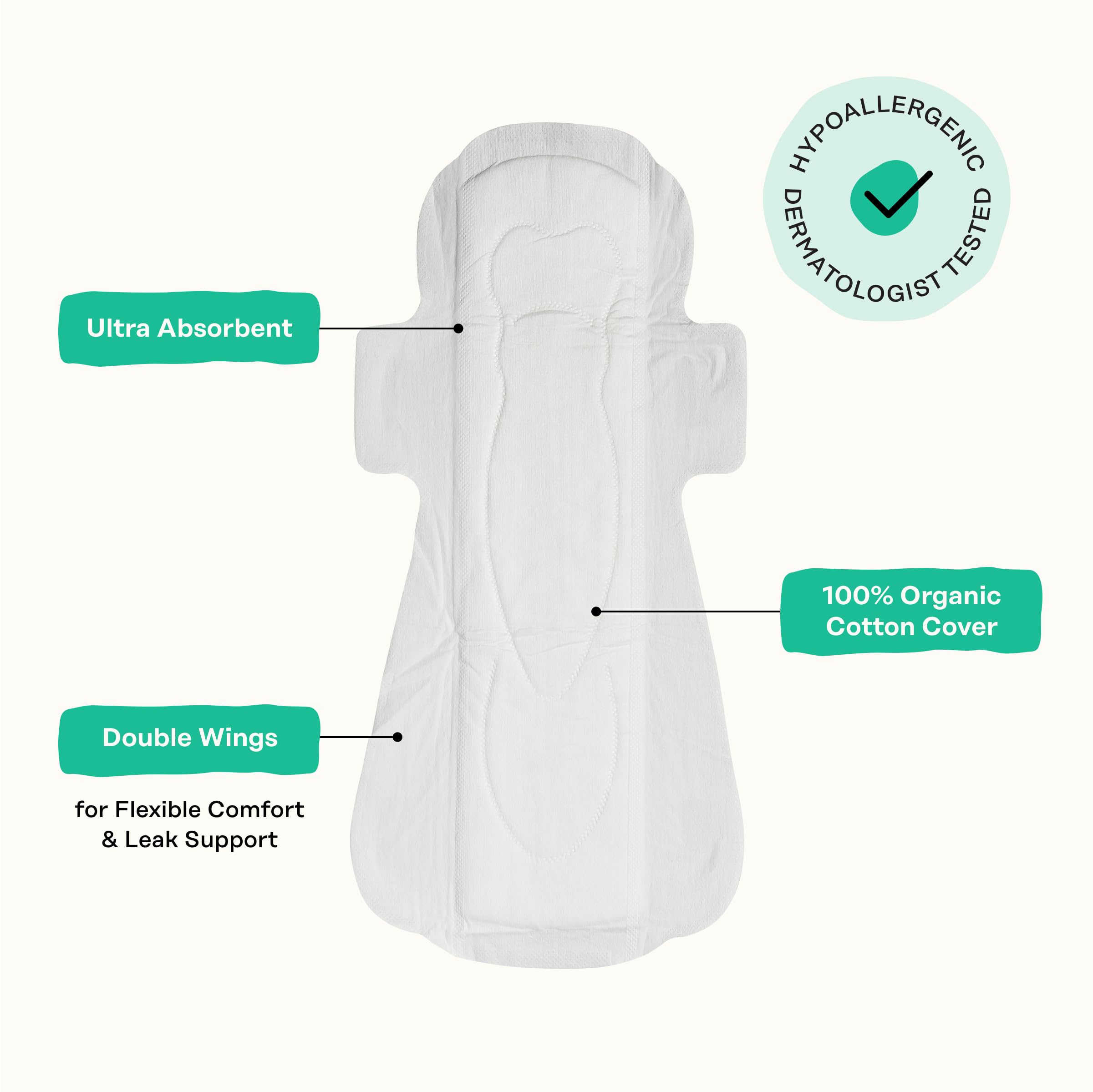 Pad with wings in use illustrating night time protection by The Honey Pot