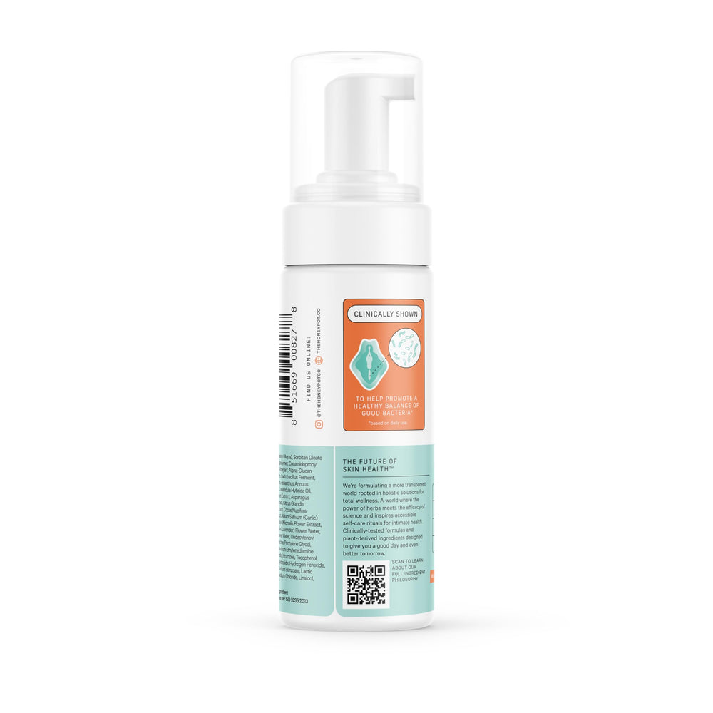 Packaging of The Honey Pot Prebiotic Wash emphasizes hypoallergenic, dermatologist-tested reassurance.