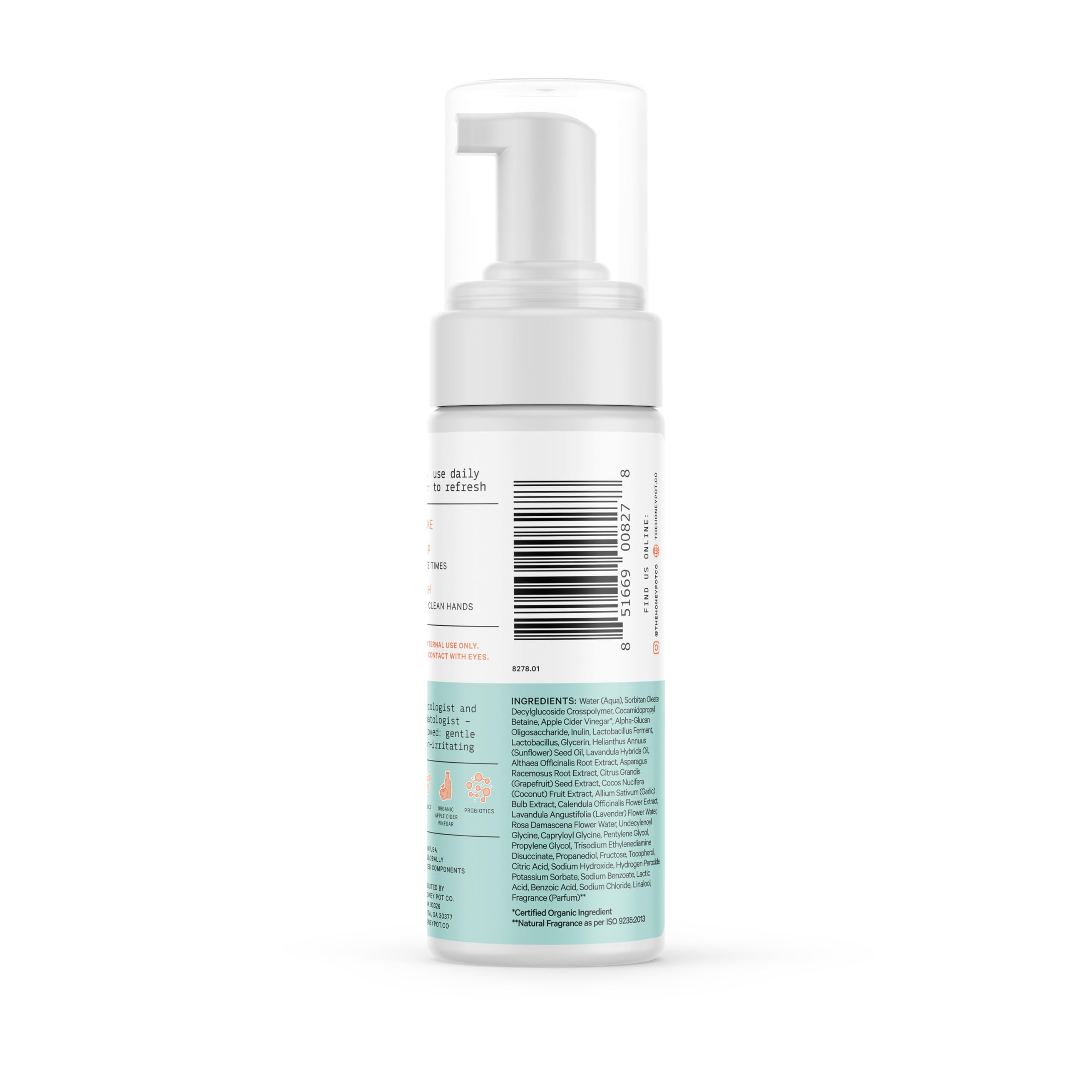 User applying The Honey Pot Prebiotic Wash in the shower for daily cleansing.