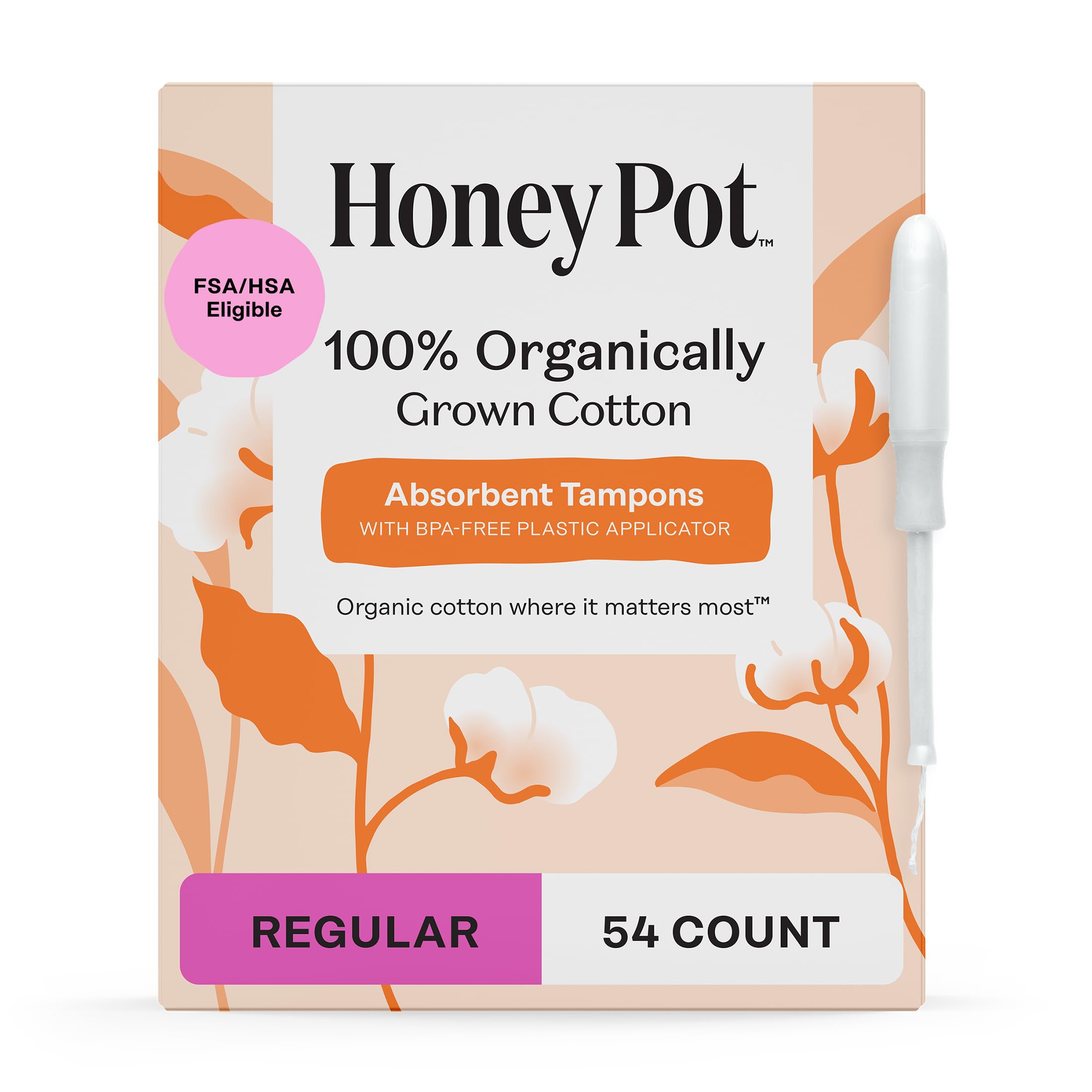 The Honey Pot Regular Absorbency Tampon Packaging shows eco-conscious design for daily use.