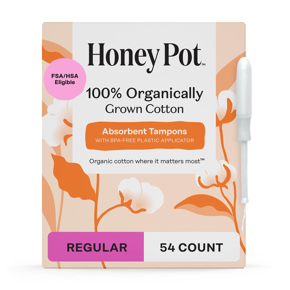 The Honey Pot Regular Absorbency Tampon Packaging shows eco-conscious design for daily use.