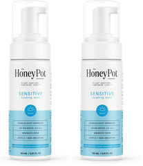 The Honey Pot Sensitive Feminine Wash bottle-front shows daily gentle cleansing with balanced pH.