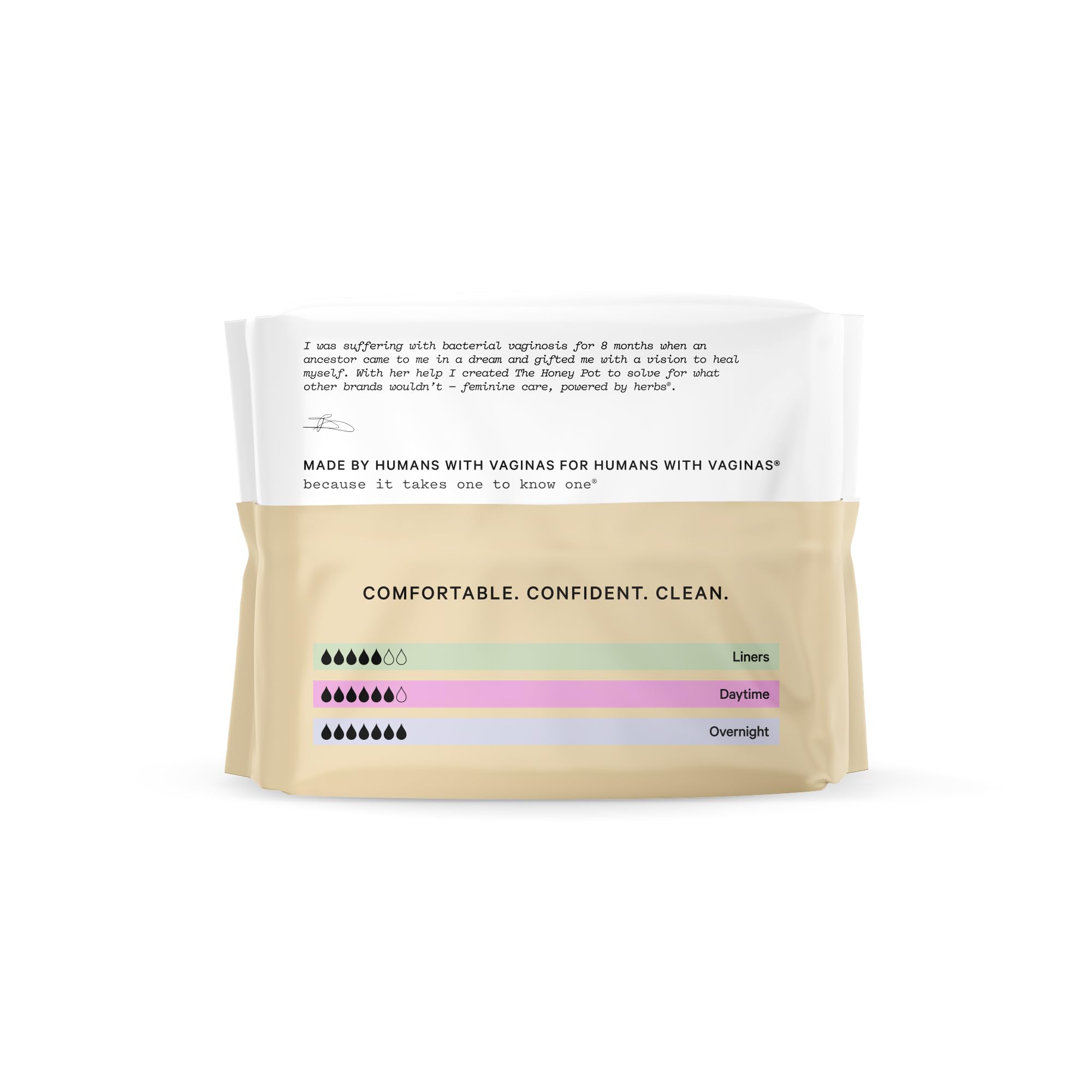 The Honey Pot Ultra-Absorbent Pulp Core detail supports day-long dryness.