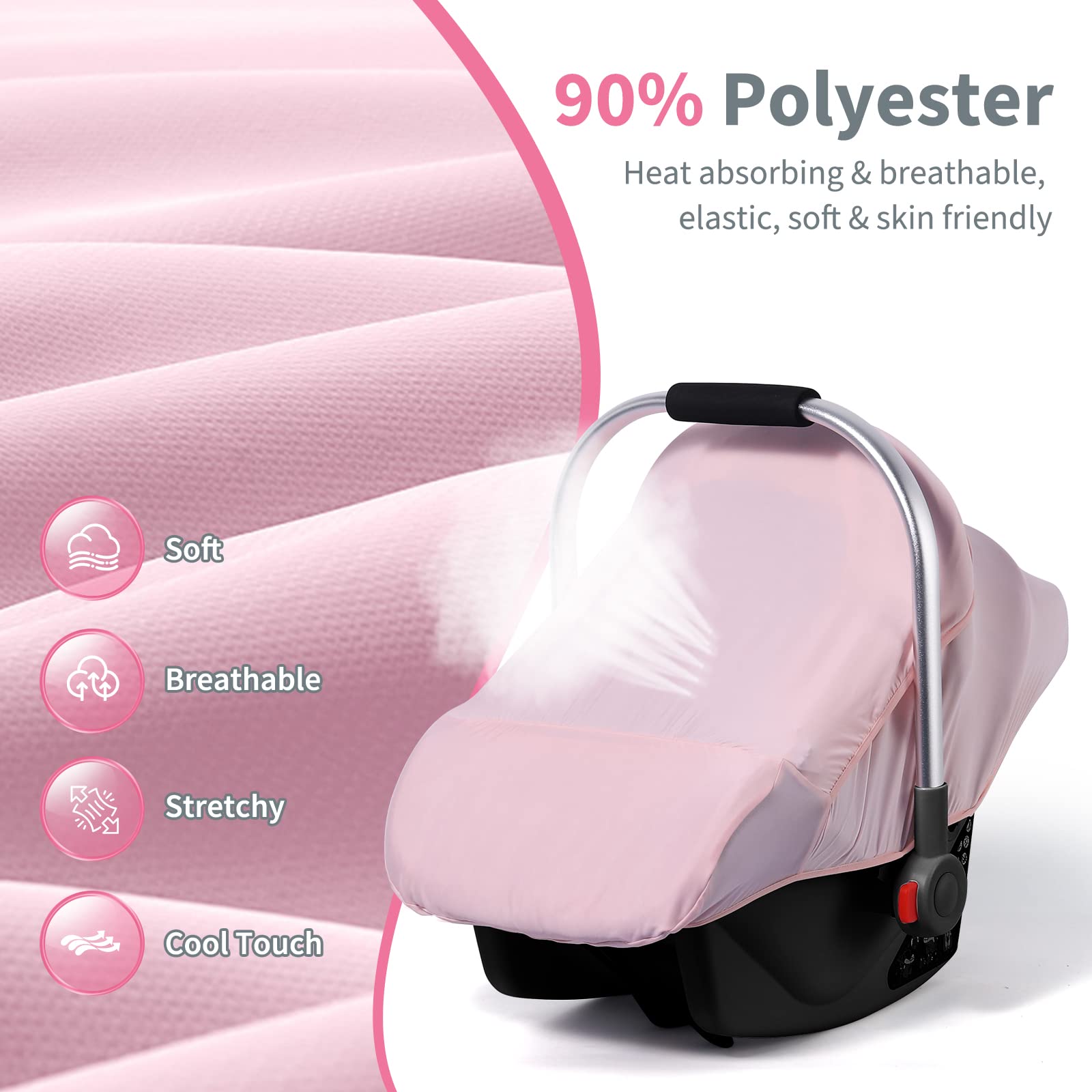 Stretchy-fit design on THE KENKYO cover fits most car seats securely