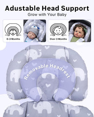 The Kenkyo extra headrest insert adds height for growing babies during strolls.