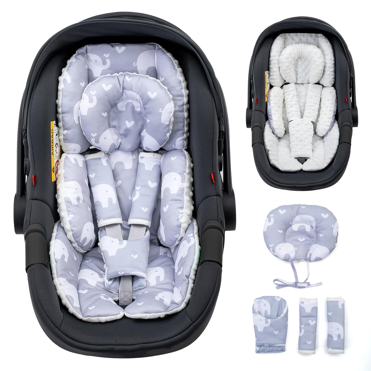 The Kenkyo adjustable head support offers tailored stability for newborn car rides.