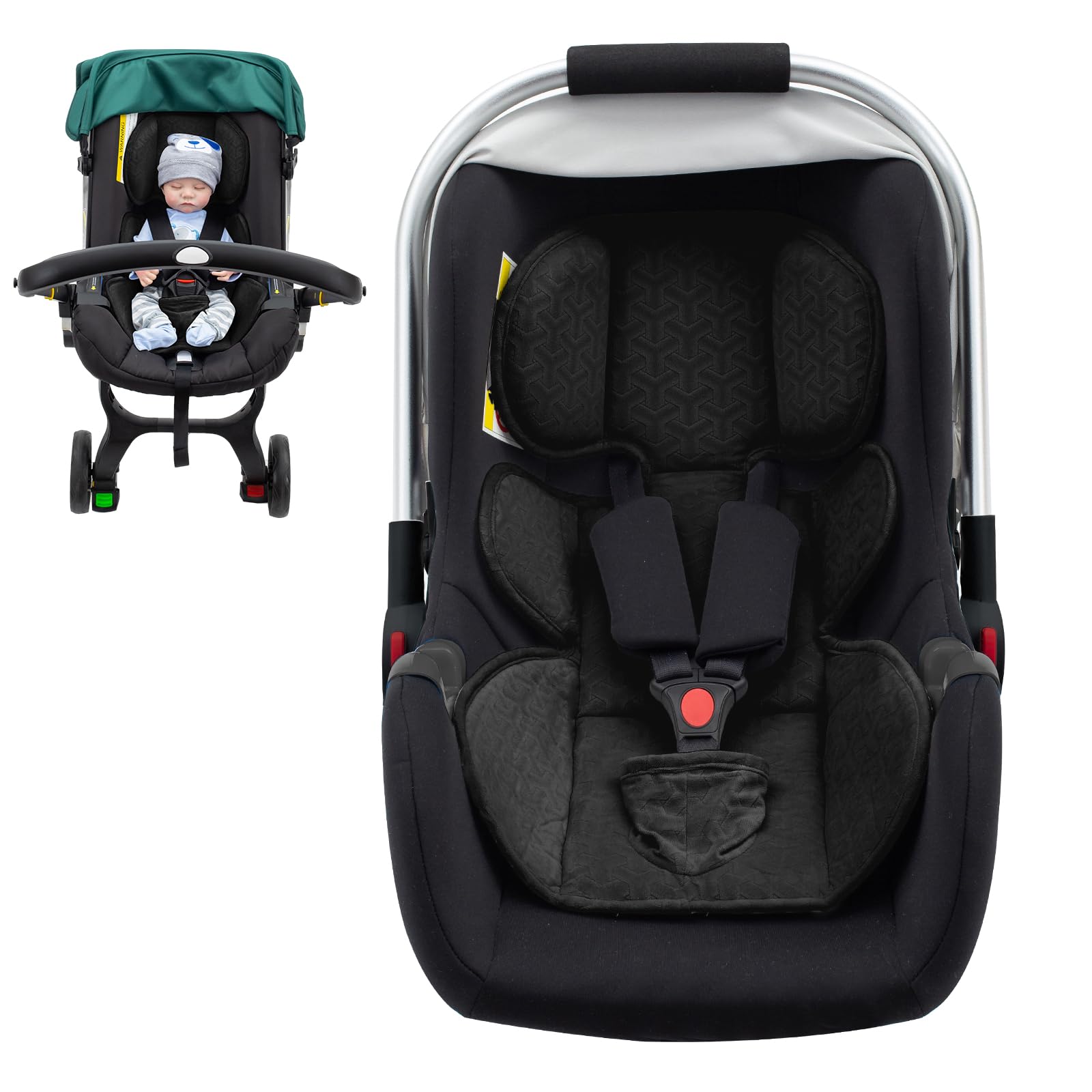The Kenkyo infant insert provides waterproof seat protection during travel.