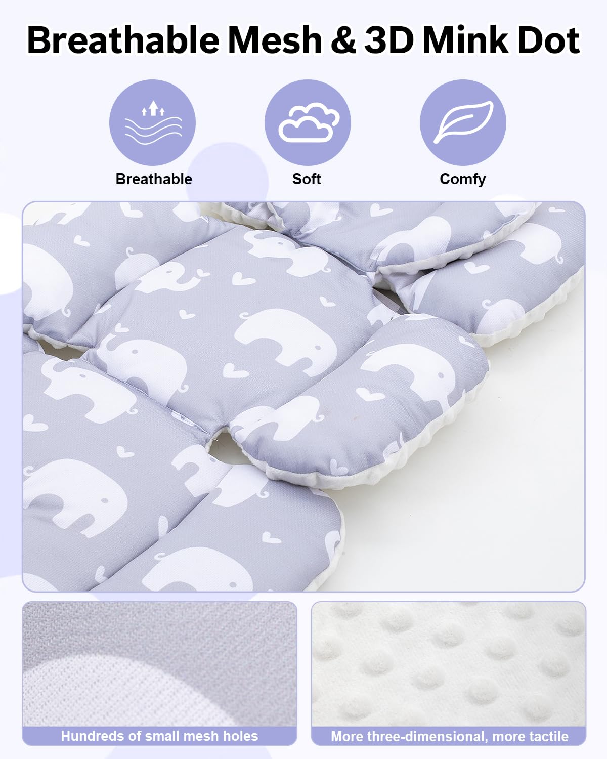 The Kenkyo mink dot texture adds soothing tactile comfort for babies.