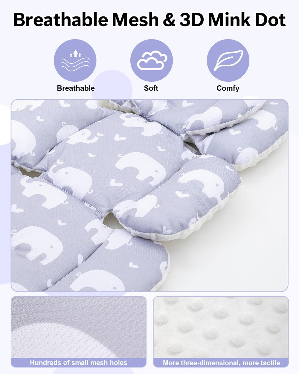 The Kenkyo mink dot texture adds soothing tactile comfort for babies.