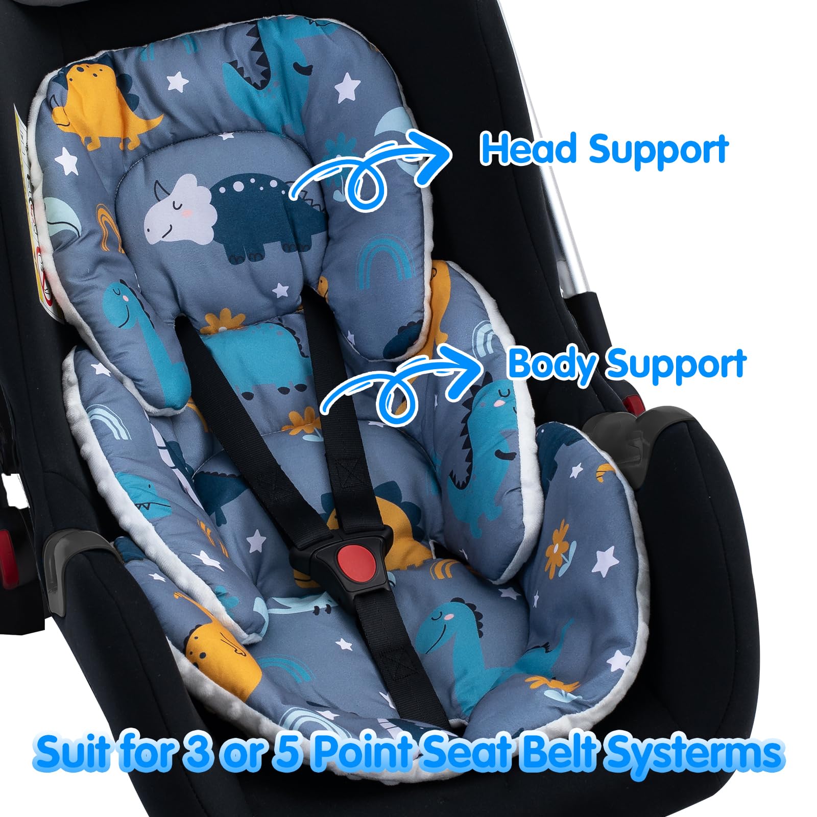 Universal compatibility with car seats, strollers, swings, and bouncers.