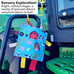 The Learning Lovey 8x8-inch square easy for tiny hands to grasp.