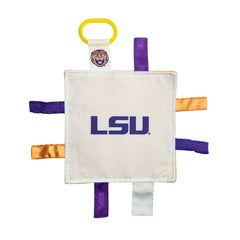 The Learning Lovey LSU crinkle plush 8x8 tag toy for stroller play and sensory exploration