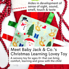 The Learning Lovey stroller clip keeps the teether within reach for travels