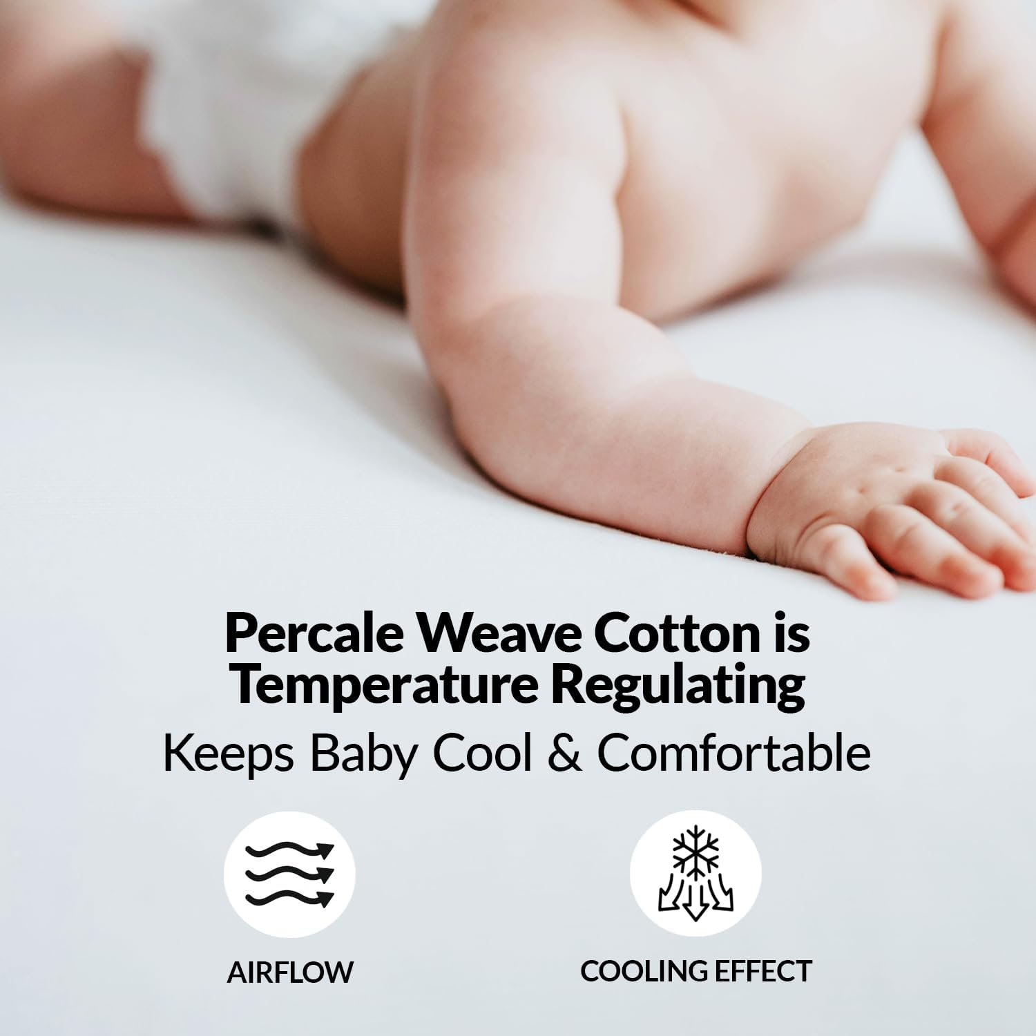 The Linen Company New York secure-fit edge stays taut on standard cribs.