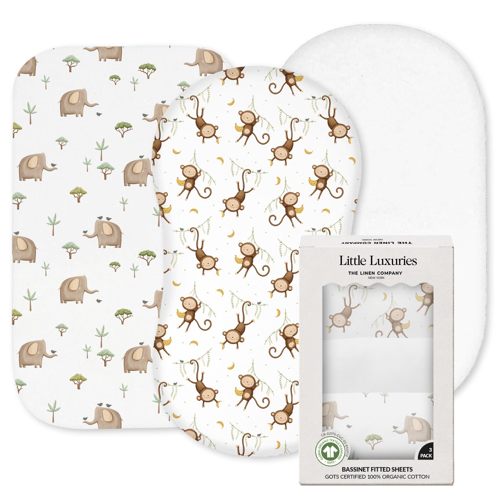 The Linen Company New York organic bassinet sheets closeup percale weave for breathable comfort.