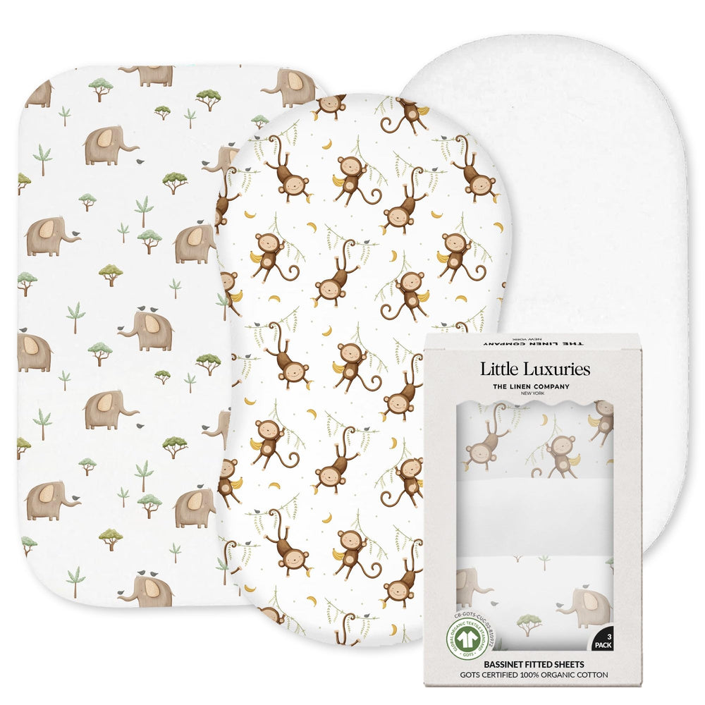 The Linen Company New York organic bassinet sheets closeup percale weave for breathable comfort.