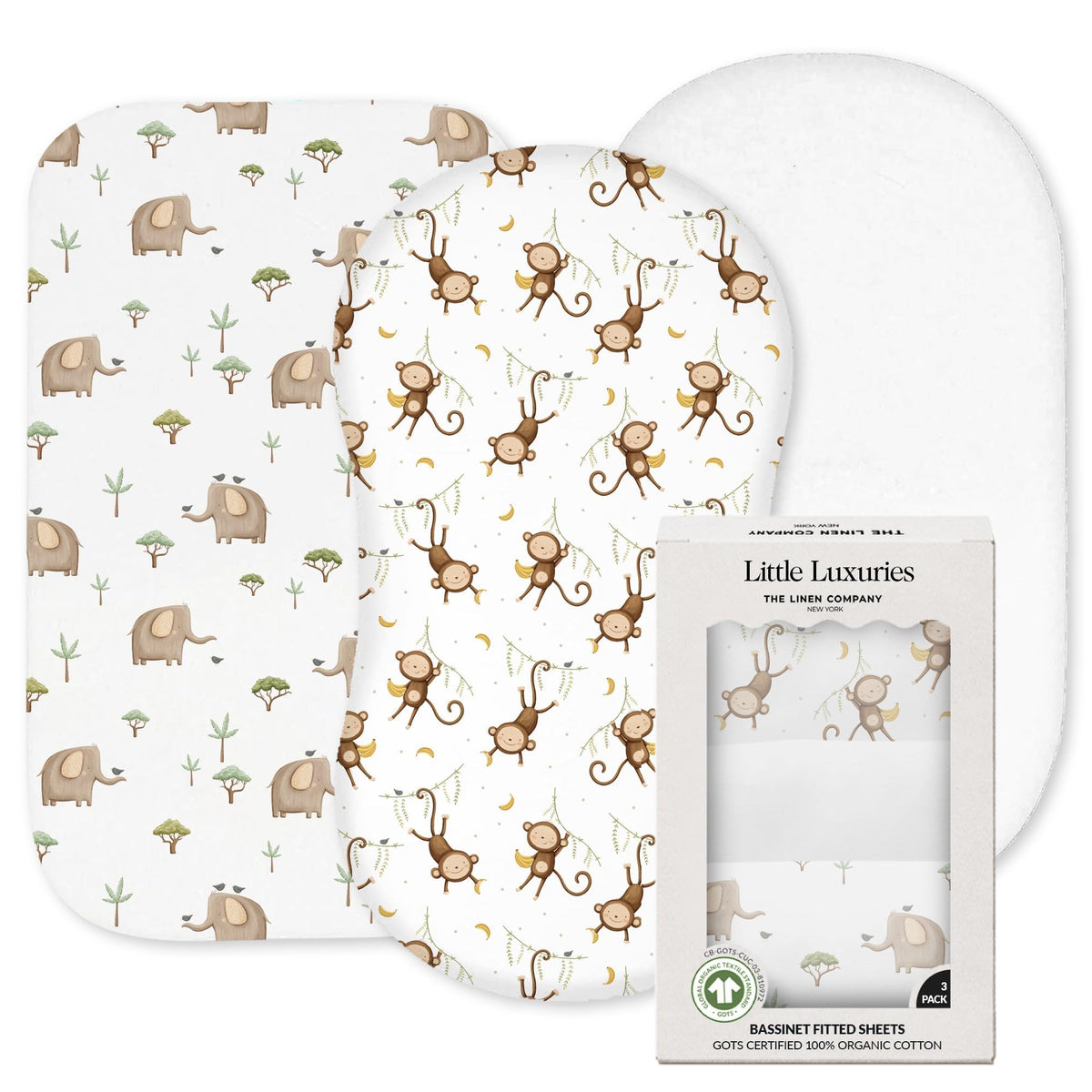 The Linen Company New York organic bassinet sheets closeup percale weave for breathable comfort.