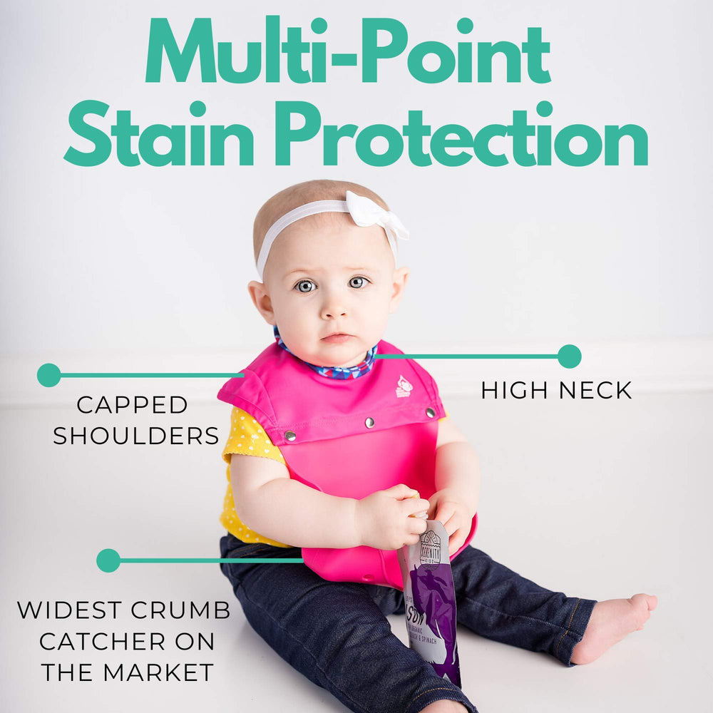 The Freddie Bib roll-up design for portable meals on the go.
