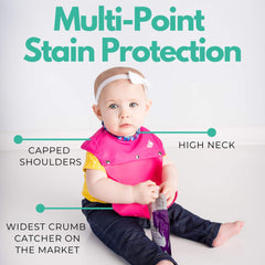 Philip Bib shoulder coverage keeps sleeves clean during meals.