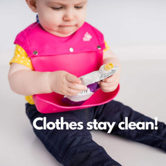 The Little Monkey Company removable silicone catcher enables quick cleanup after meals.