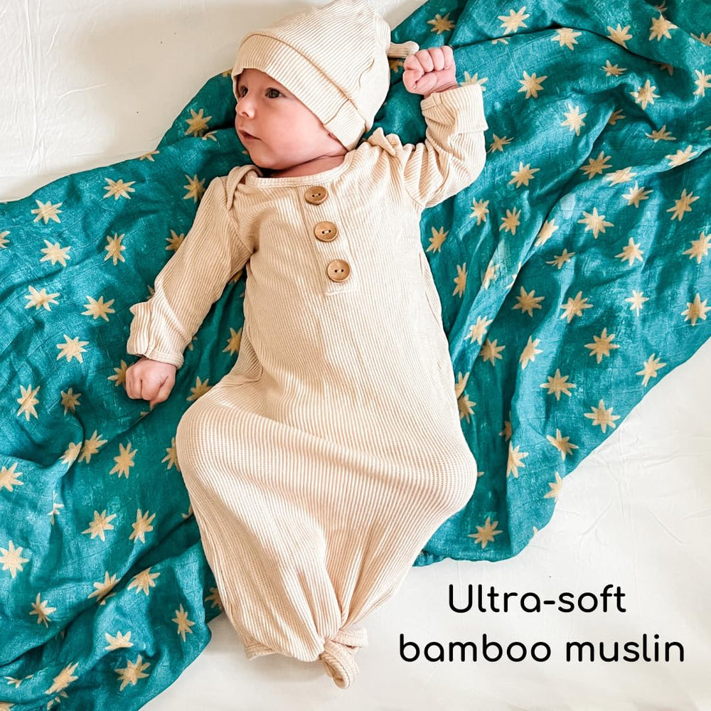 The Little Rose Shop bamboo-viscose fabric swaddle feels soft and breathable on delicate skin.