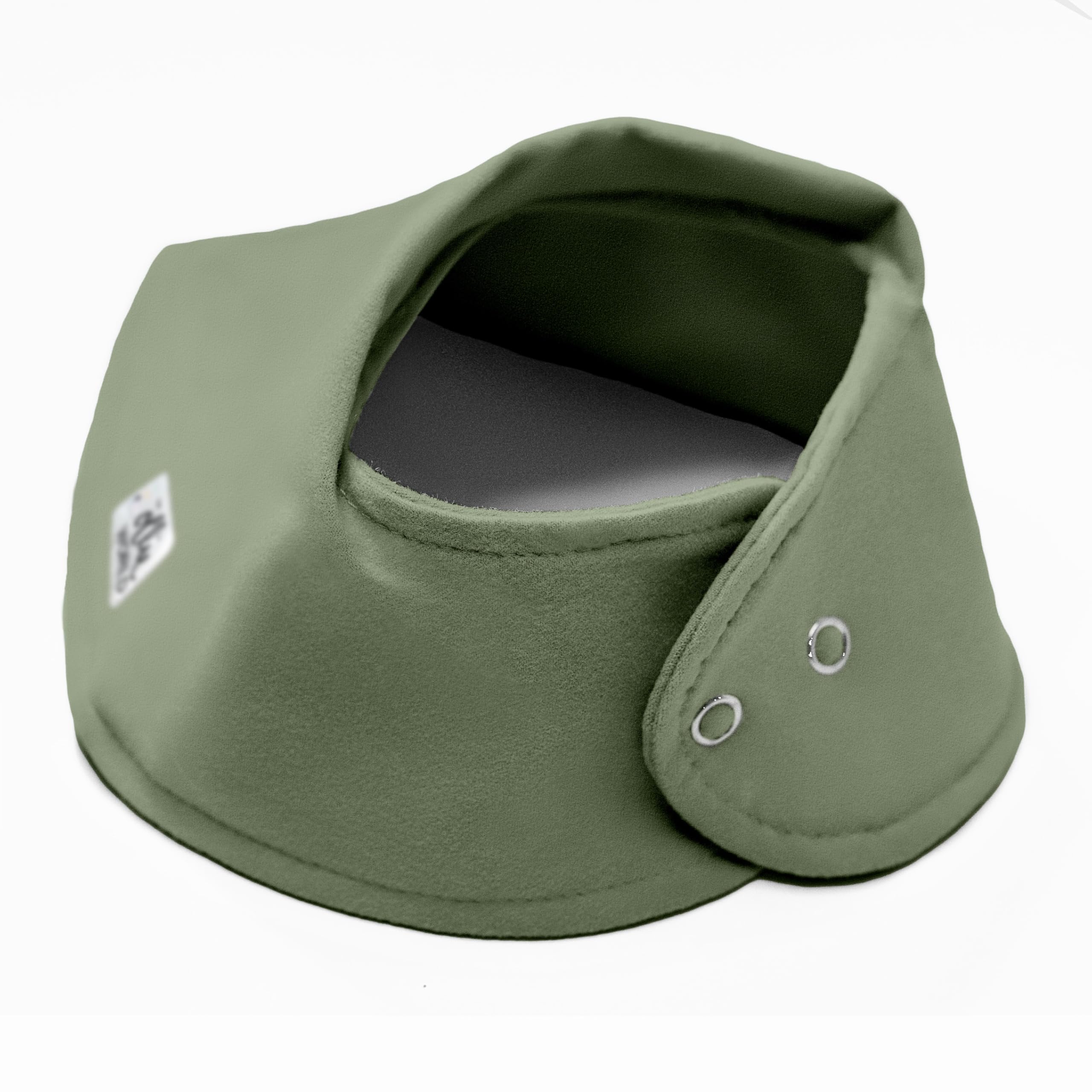 Olive fabric close-up of The Ollie Baby Bib highlighting soft, safe material