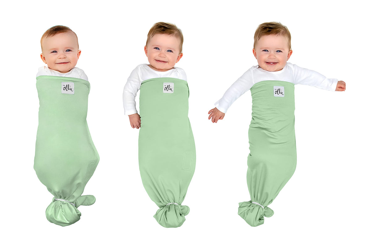 The Ollie Swaddle fabric close-up shows breathable, soft material for comfortable sleep.