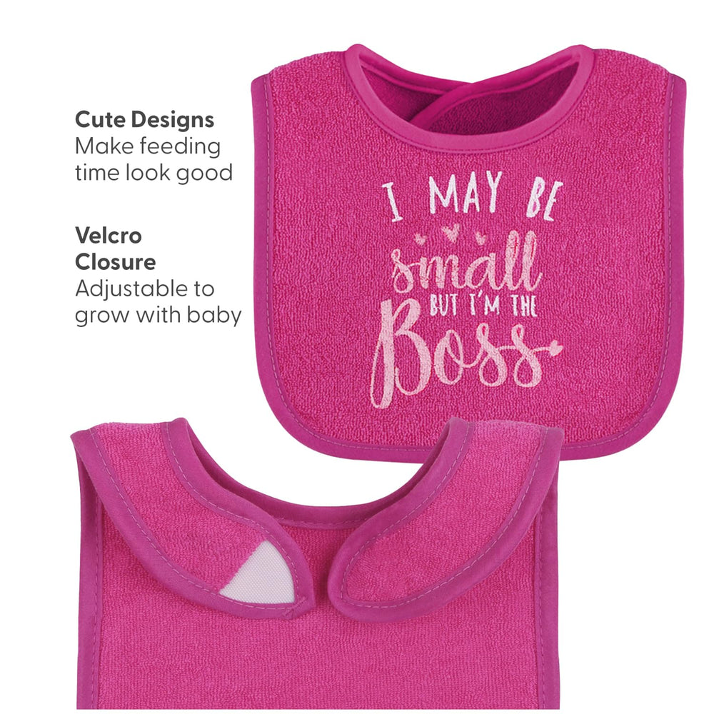 The Peanutshell adjustable-fit bib demonstrates secure closure and full coverage.