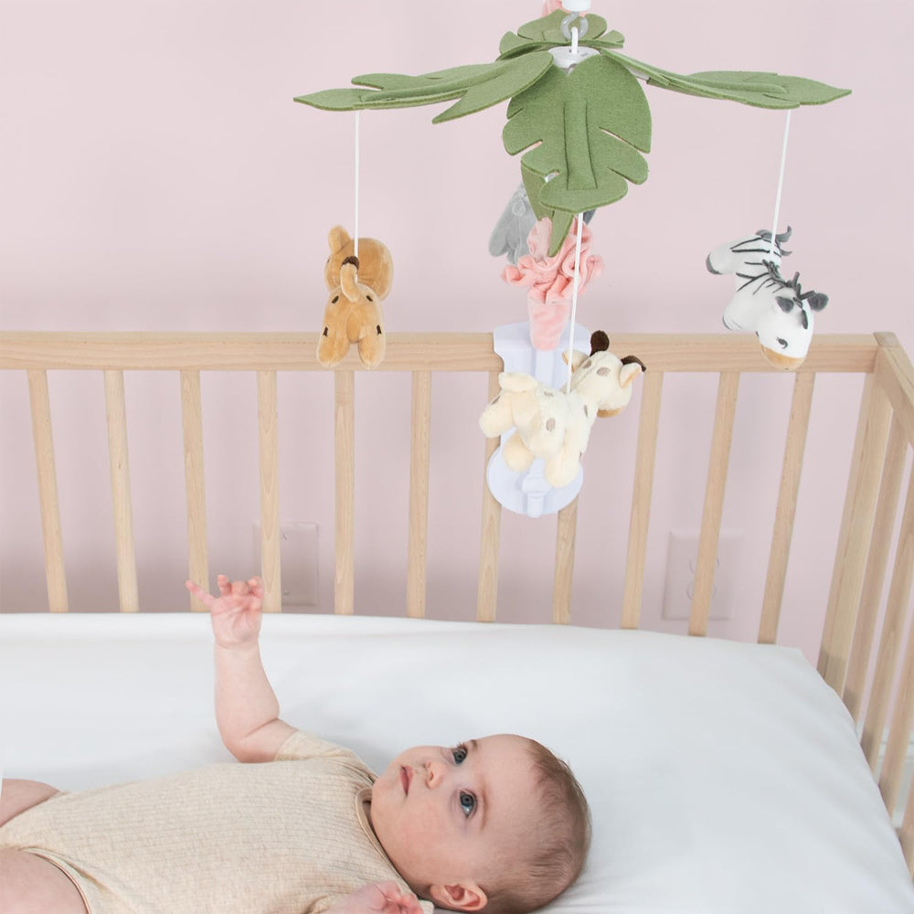 The Peanutshell crib mobile with detachable arm for easy relocation and storage