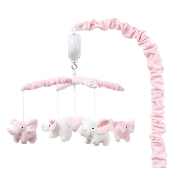 The Peanutshell crib mobile elephants pink: playful decor with gentle rotation to soothe baby.