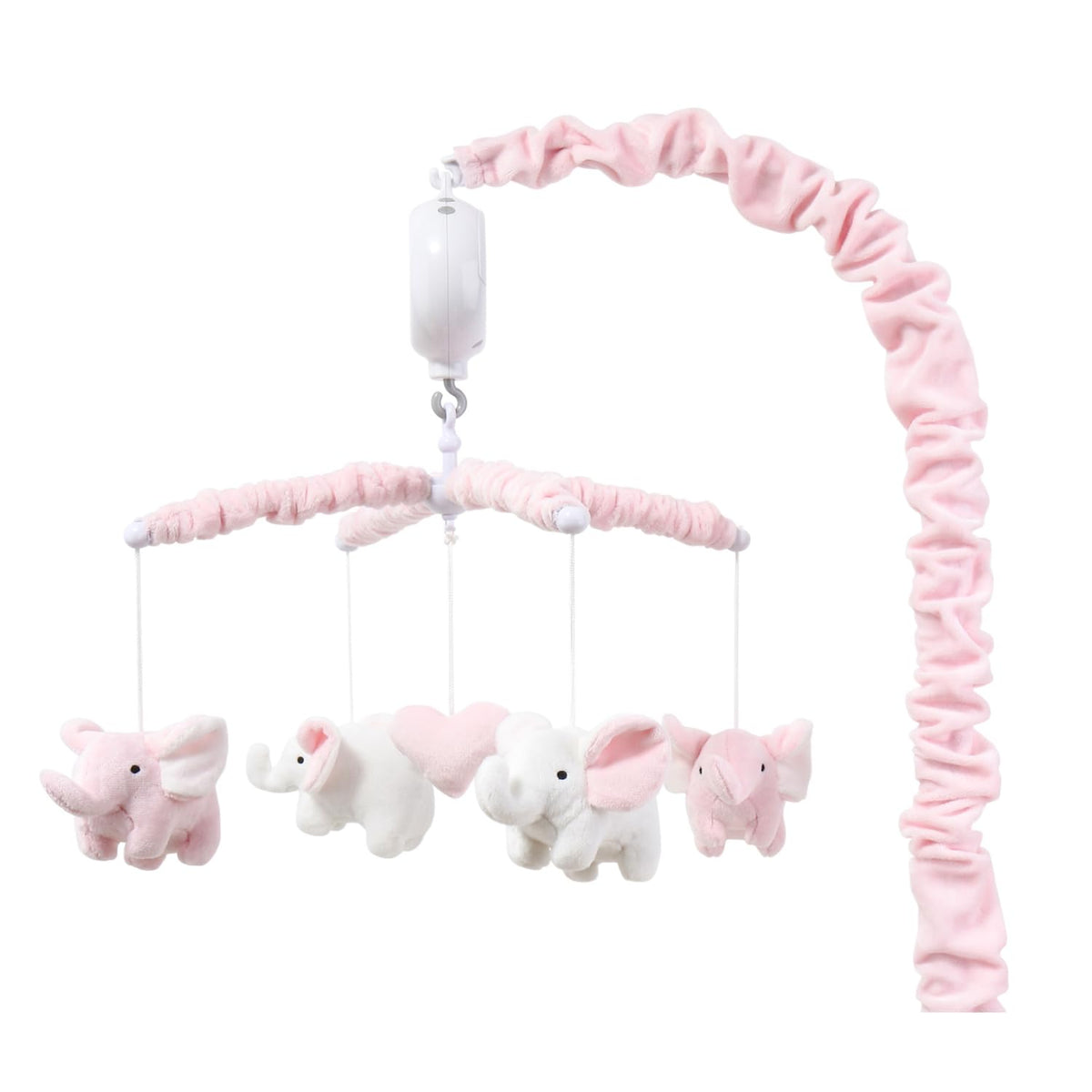 The Peanutshell crib mobile elephants pink: playful decor with gentle rotation to soothe baby.