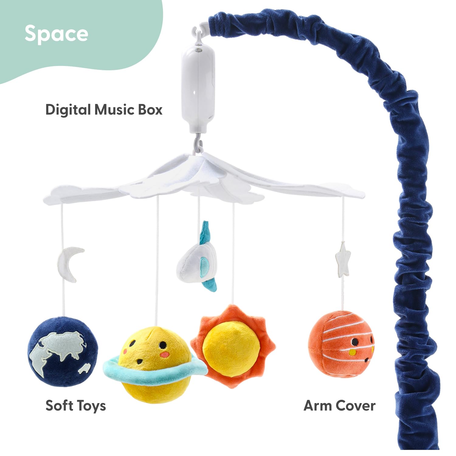 The Peanutshell crib mobile in motion showcases rotation feature.