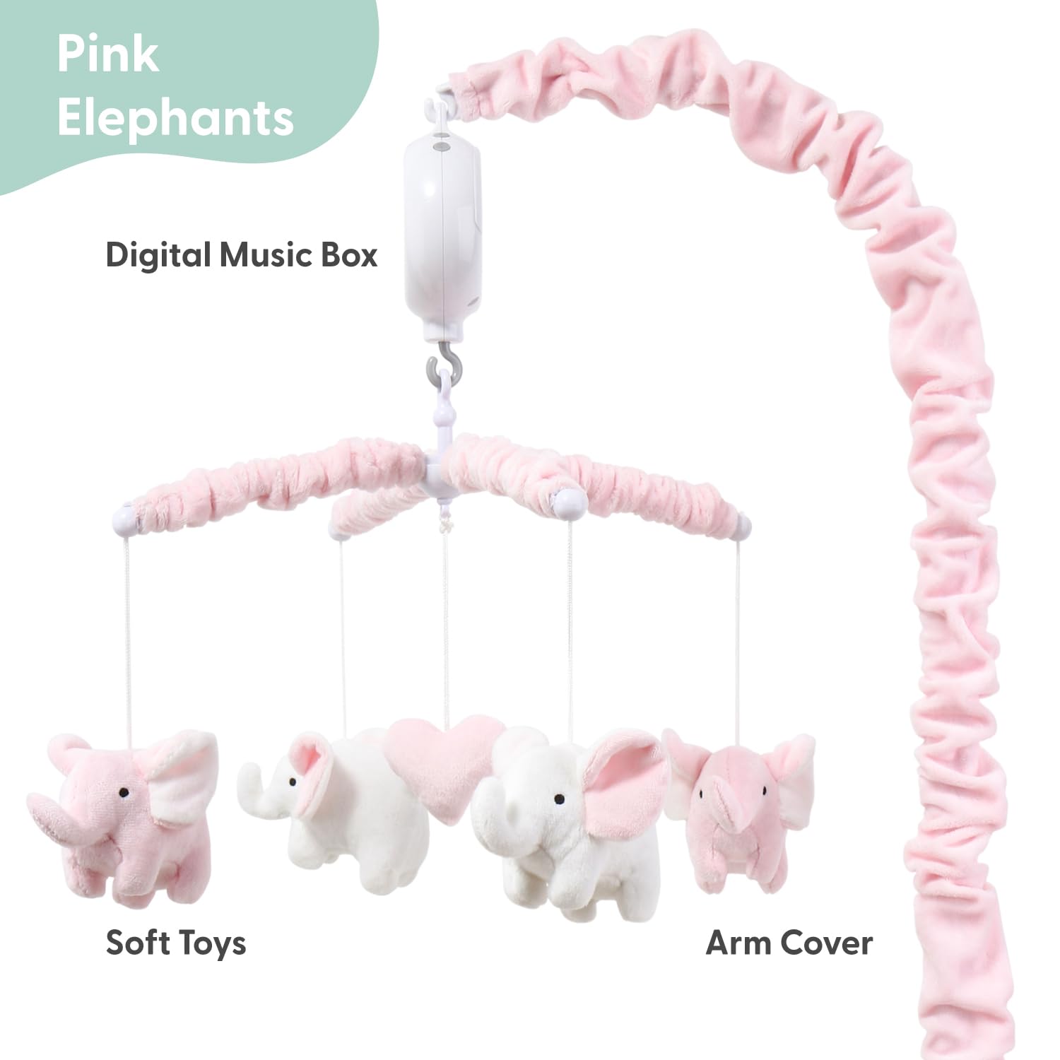 The Peanutshell crib mobile soft velour arms provide cuddly texture and cozy nursery appeal.