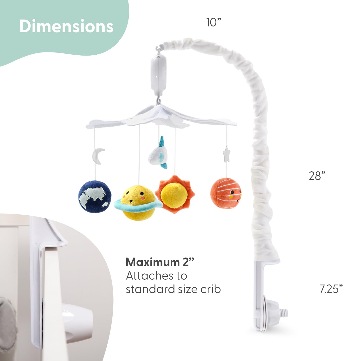 The Peanutshell crib mobile volume control adjusts lullaby sound.