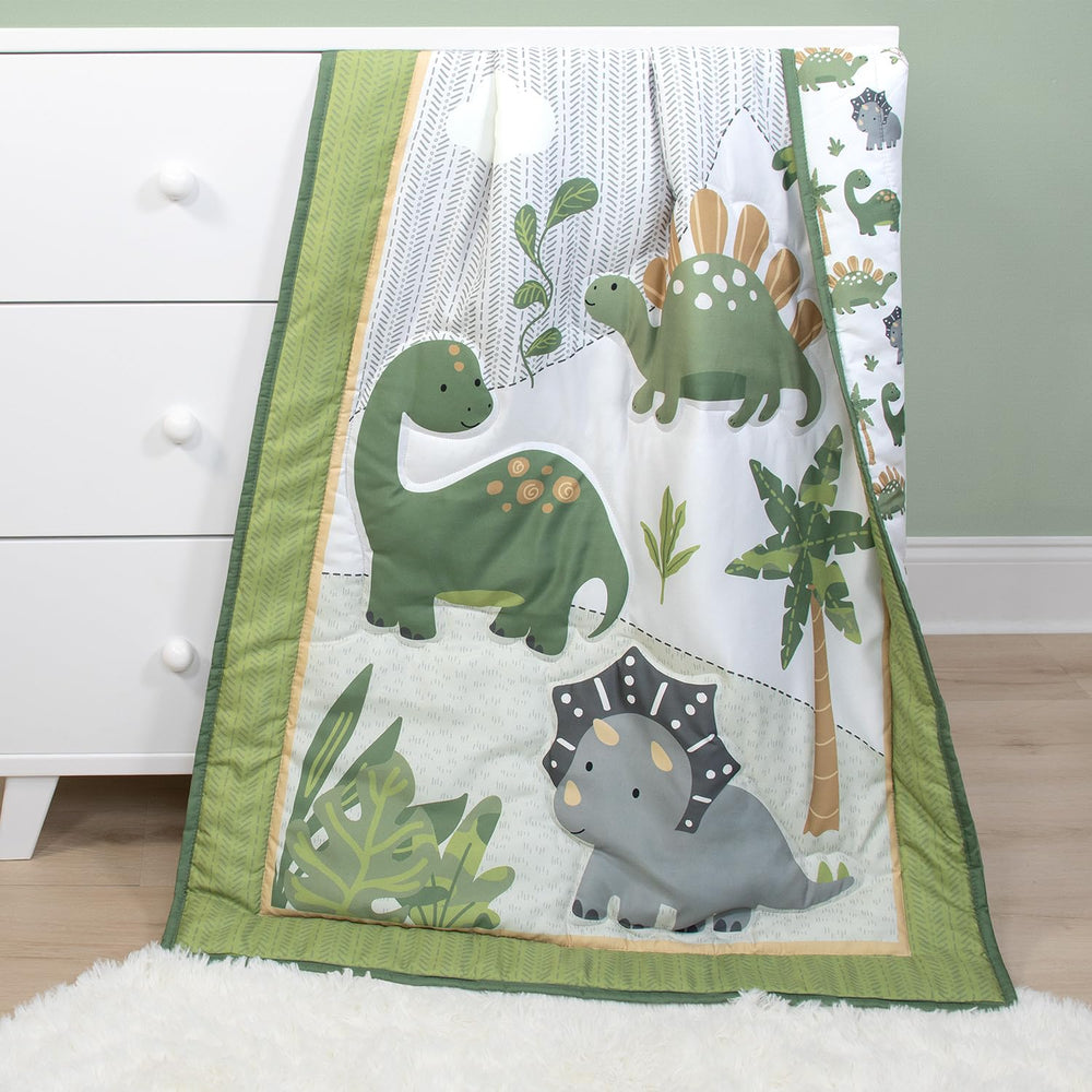 The Peanutshell Dinosaur Dreams close-up fabric reveals soft texture and durable microfibre