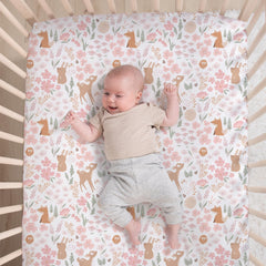 The Peanutshell Fairytale Forest dust ruffle finishes the nursery look.
