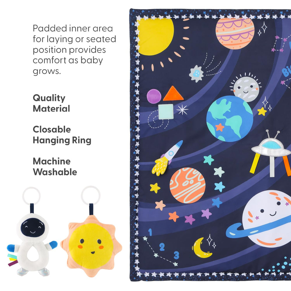 The Peanutshell 7-in-1 Play Mat grows with baby as they explore milestones.