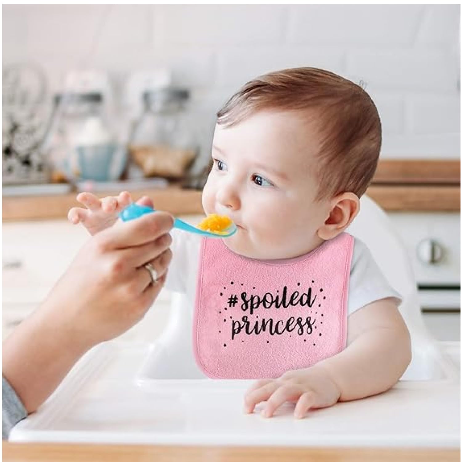 The Peanutshell bibs grow with babies from newborn to toddler.