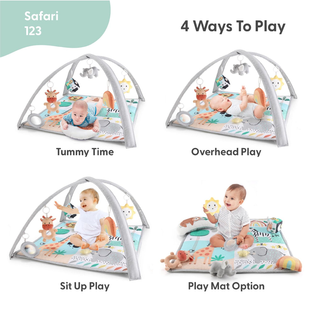 The Peanutshell safari play mat soft-padded for comfy tummy time.