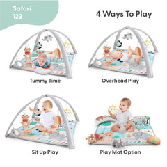 The Peanutshell safari play mat soft-padded for comfy tummy time.