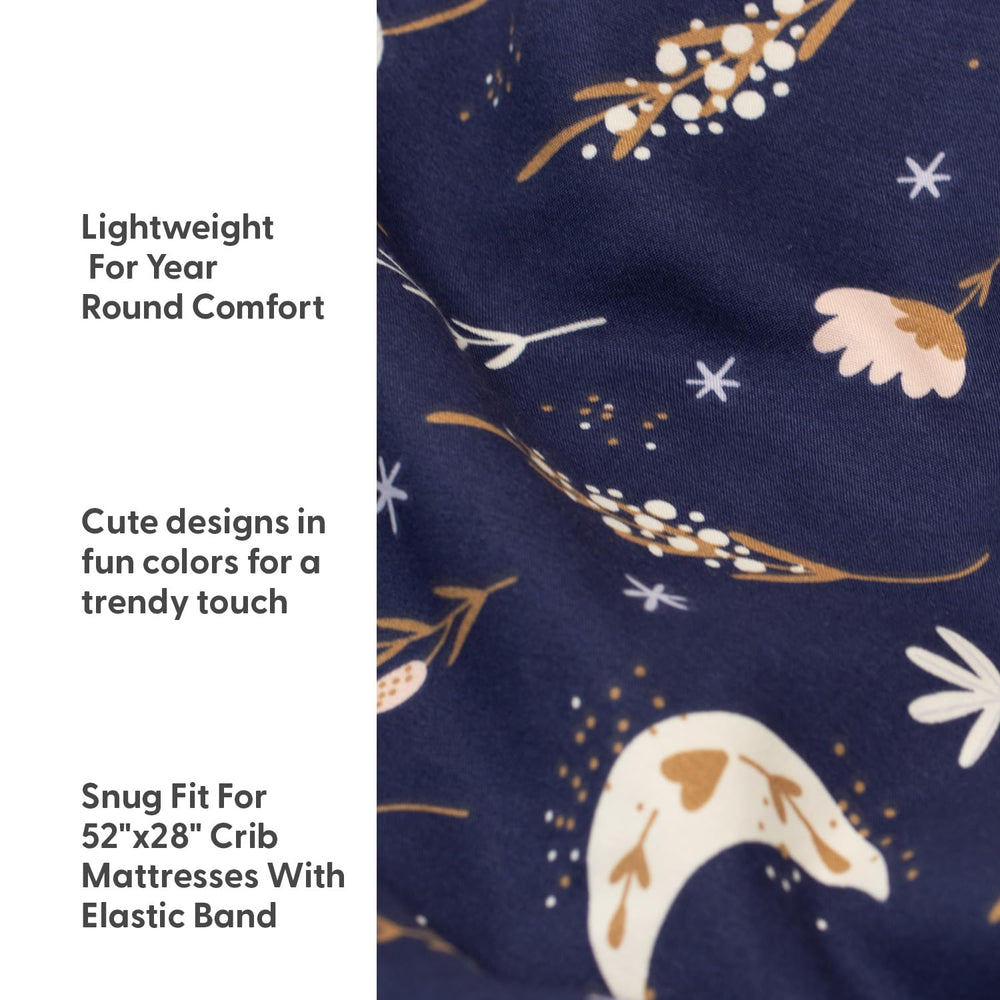 The Peanutshell soft breathable crib sheet provides a gentle surface for rest.