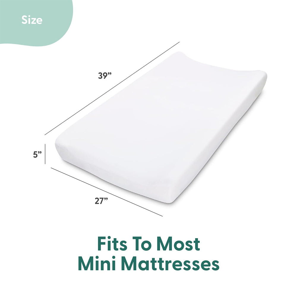 The Peanutshell soft breathable mini crib sheet offers gentle, comfortable surface for naps.