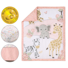 The Peanutshell Wildest Dreams fitted sheet with safari print fits standard cribs securely.