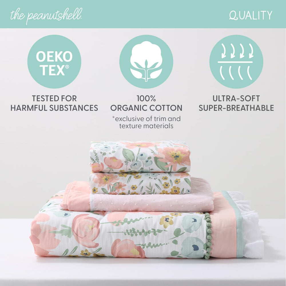 The Peanutshell Wildflower quilt adds softness and warmth to nap times.