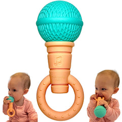 The Singing Mom microphone teether close-up grip design for easy-hold and motor skills